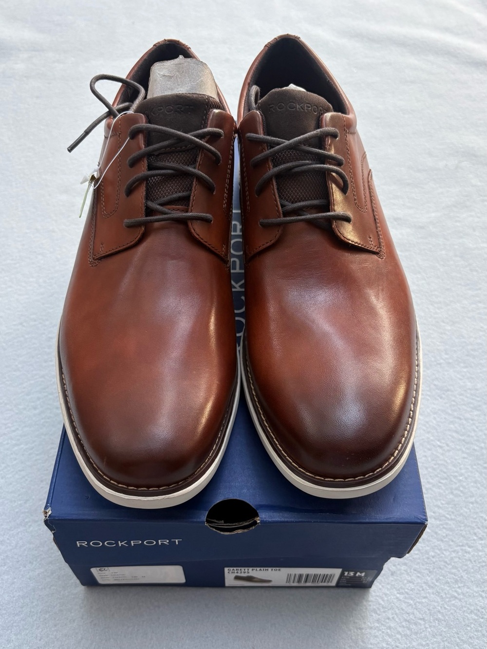 NWT Rockport Garett Plain Toe Men's 13M Cognac Brown